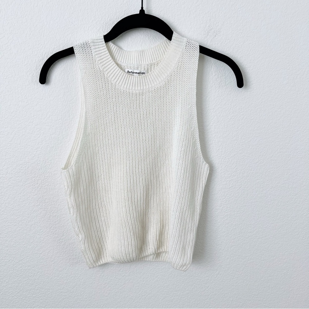 Reformation Lilac Linen Knit Top